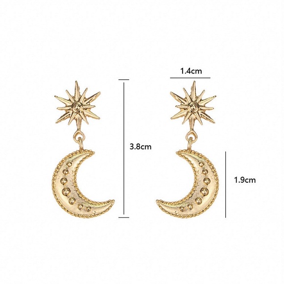2/$20! Gold Star w/Gold Half Moon Earrings - Picture 6 of 8